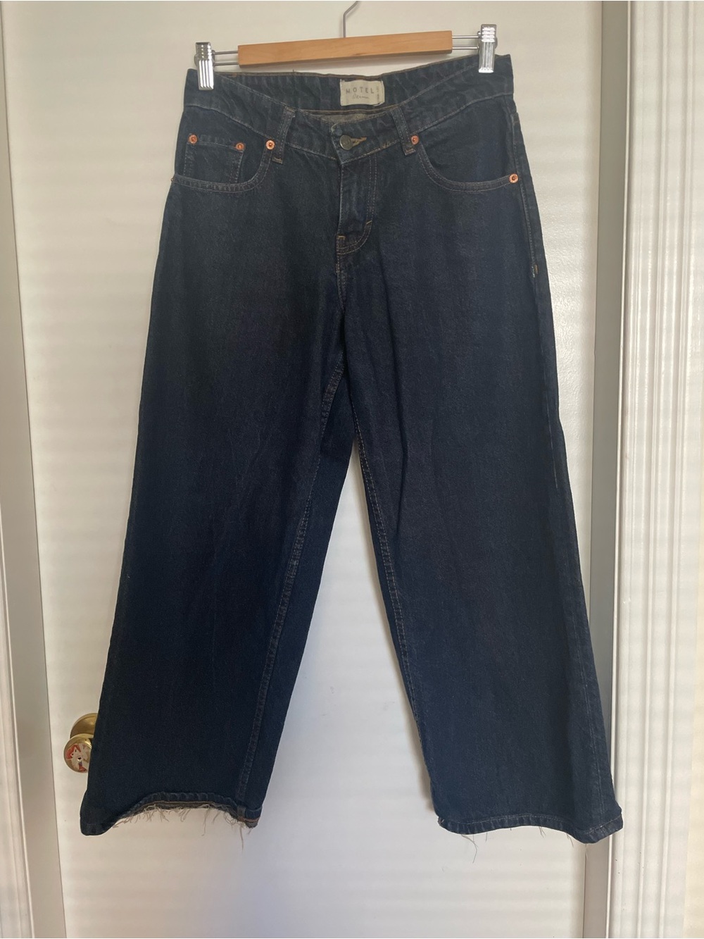 Motel Rocks Indigo Wide-Leg Raw Hem Jeans